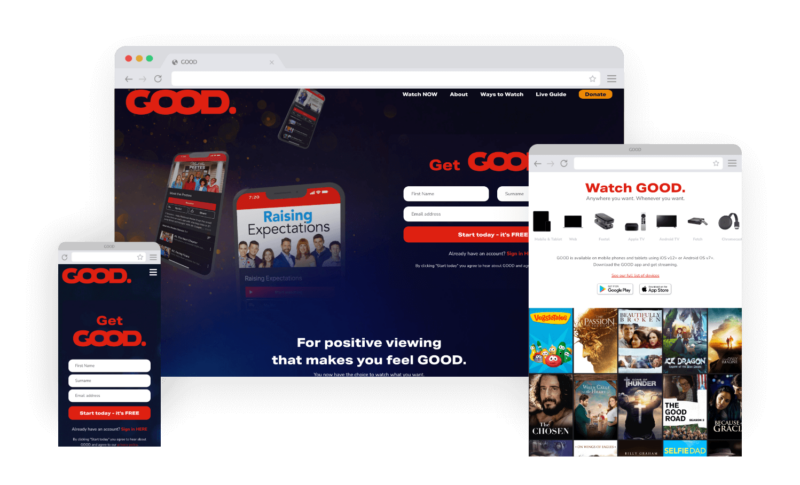 responsive mockup of watch good website design