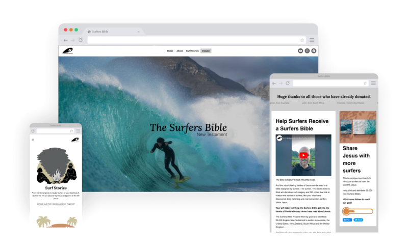responsive mockup of the new surfers bible website design