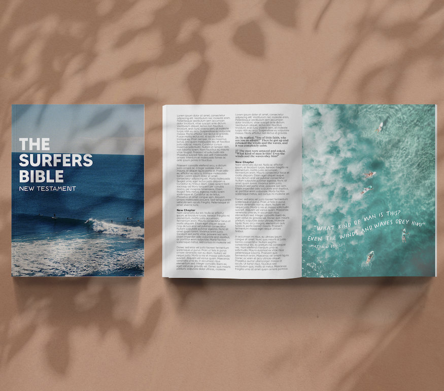 the graphic of the surfer's bible hardcopy